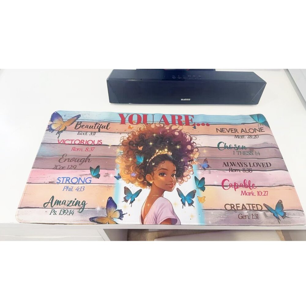 Black Girl Magic Large Mouse Pad Motivational Quote Desk Mat for Home Office